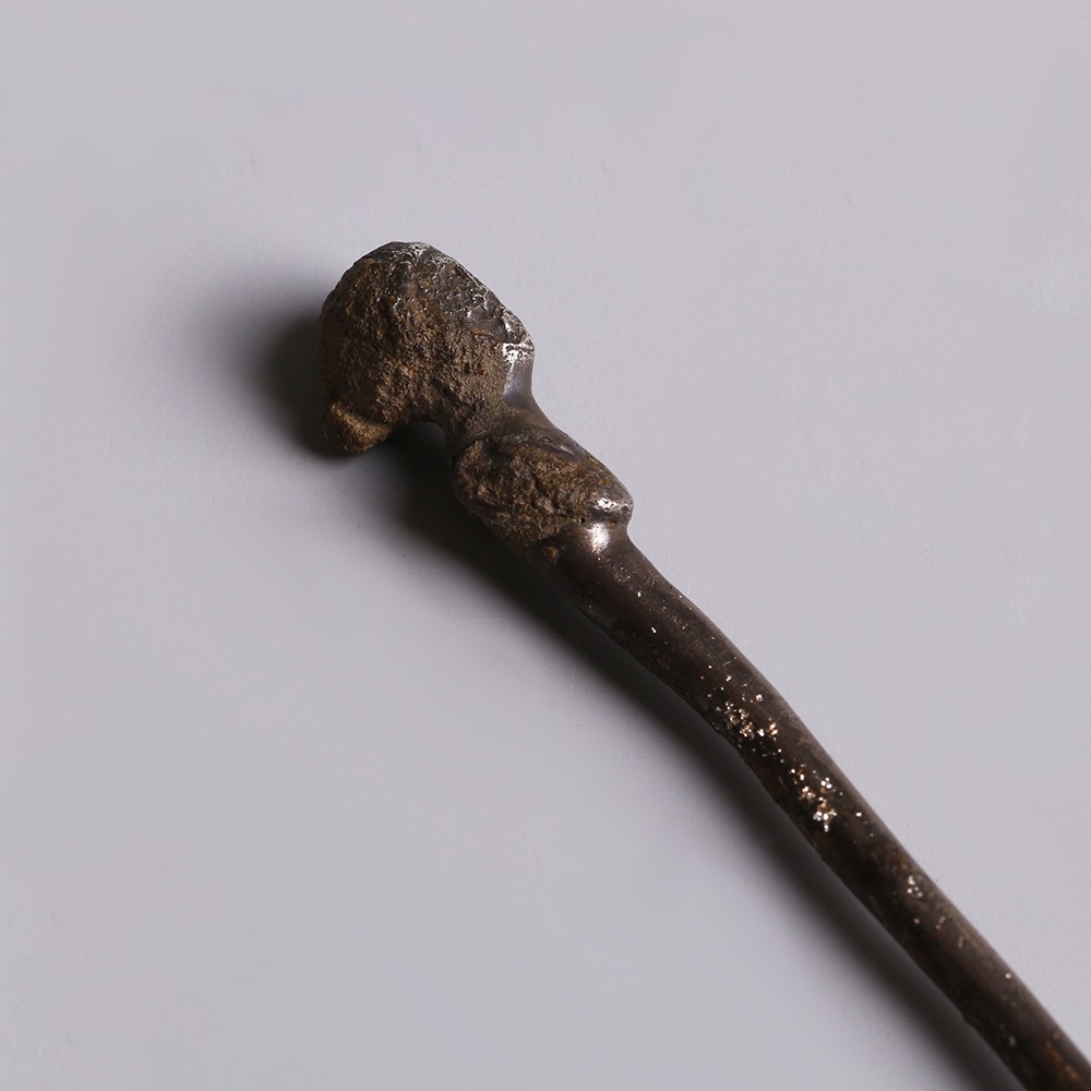 Roman Silver Dress Pin with Bust Roman Silver Dress Pin with Bust