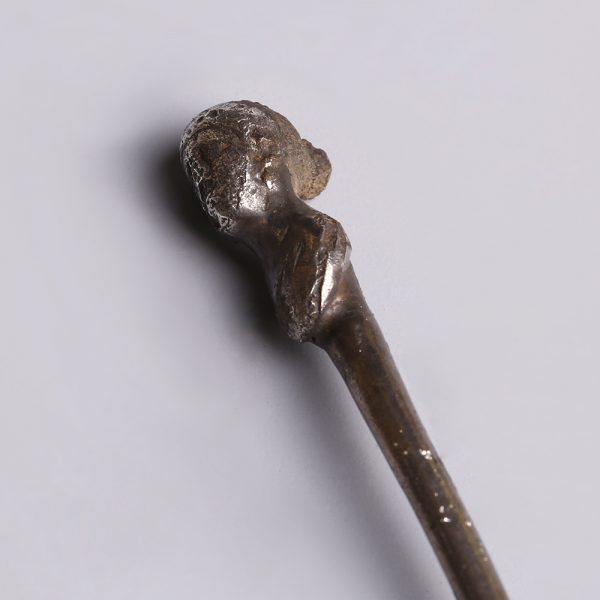 Roman Silver Dress Pin with Bust