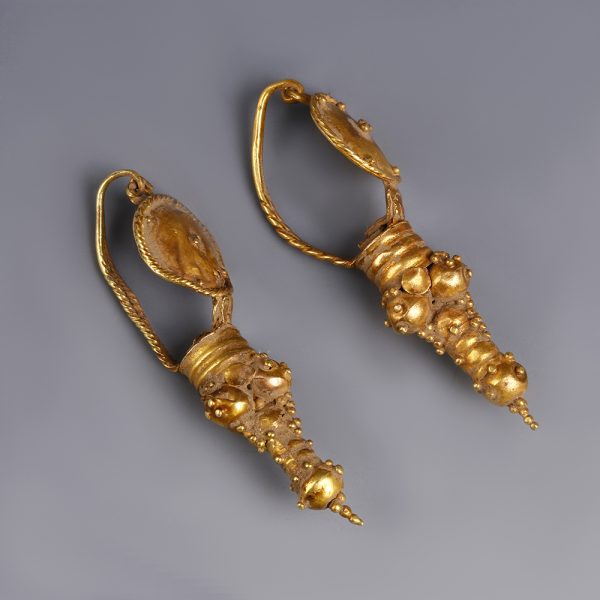 Ancient Roman Gold Earrings with Granulation