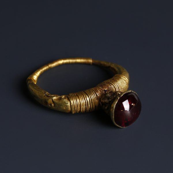 Western Asiatic Gold Ring with Garnet