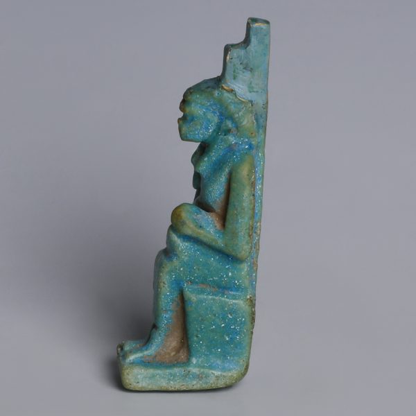 Egyptian Faience Amulet of Isis and Horus