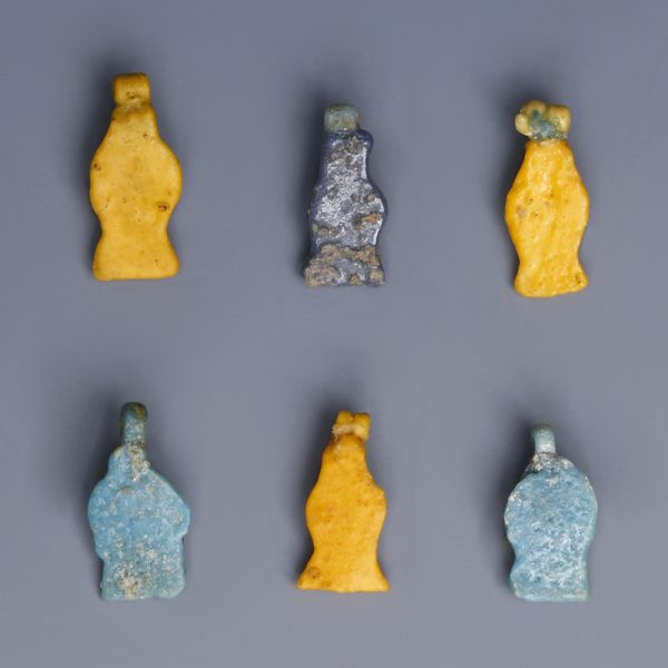 Egyptian Faience Yellow and Blue Flower Amulets