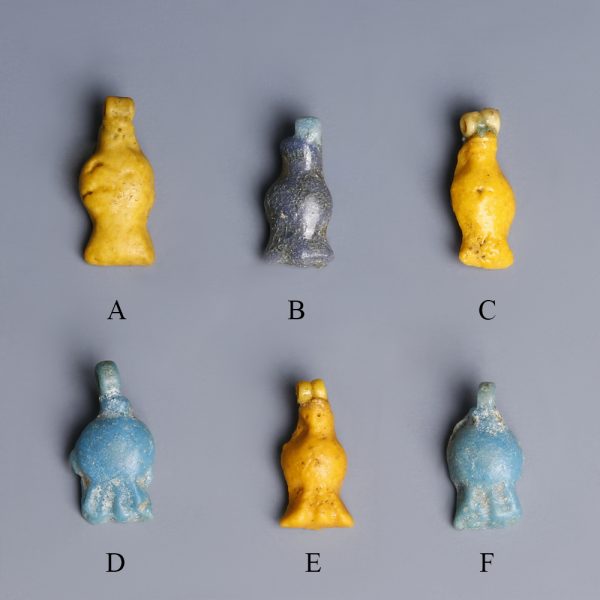 Egyptian Faience Yellow and Blue Flower Amulets