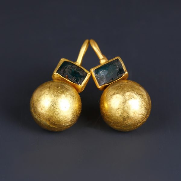 Greek Earrings with Green Garnet