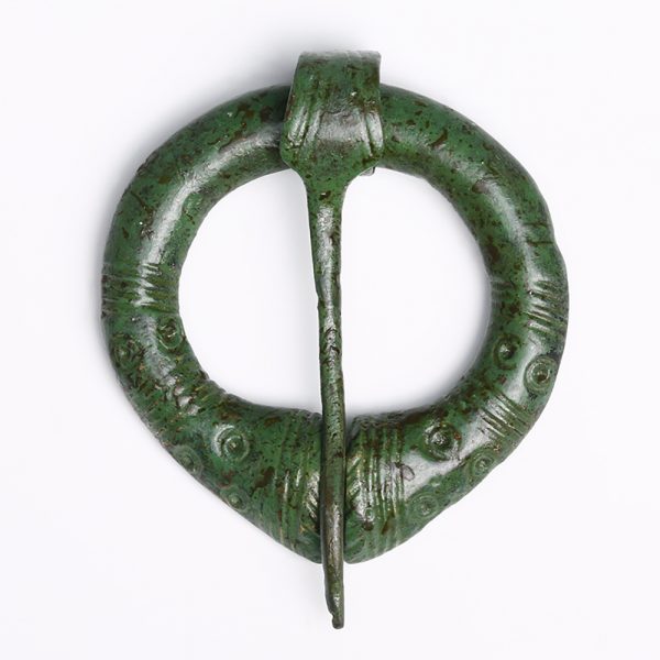 Viking Bronze Penannular Brooch with Geometric Design