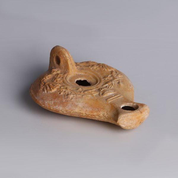 Roman Oil Lamp with Floral Decoration