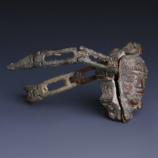 Roman Bronze Figural Padlock With Chain