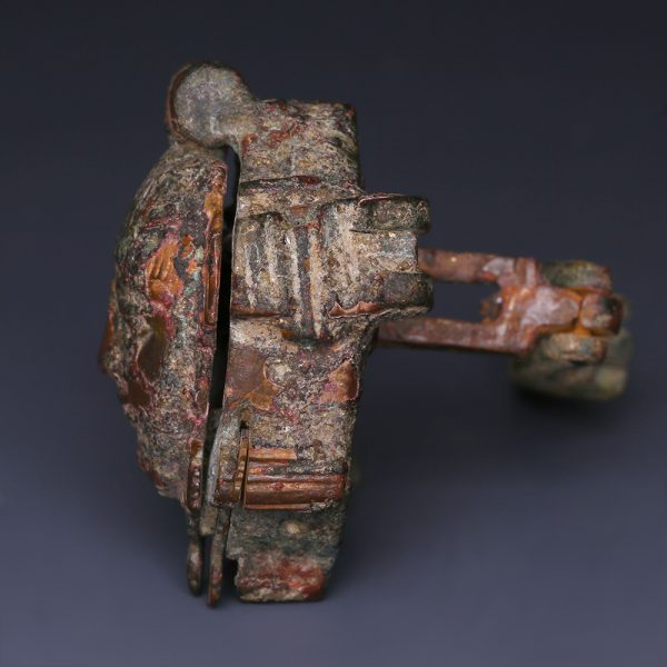 Roman Bronze Figural Padlock With Chain