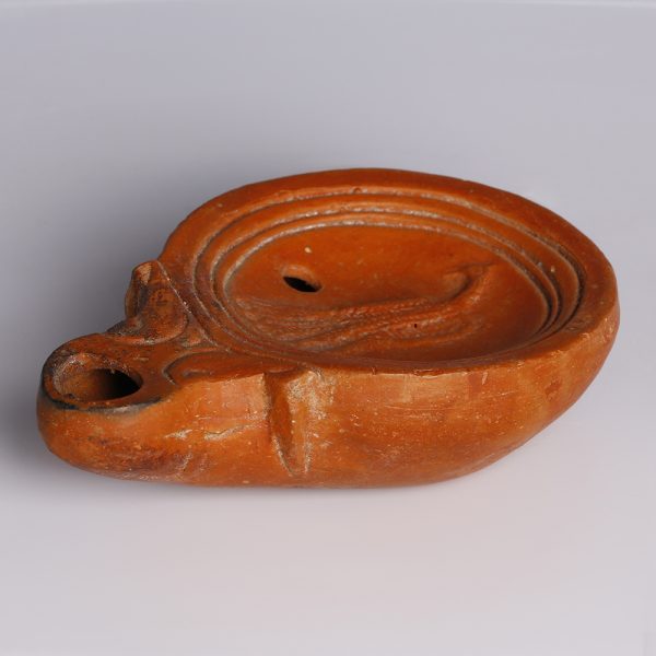 Roman Terracotta Oil Lamp with a Peacock