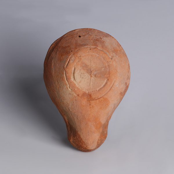 Roman Oil Lamp with Linear Design and Rosettes