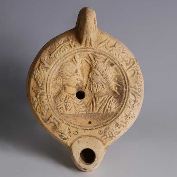 Roman Terracotta Oil Lamp with Luna & Sol Invictus