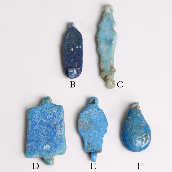 Selection Of Blue Egyptian Faience Amulets