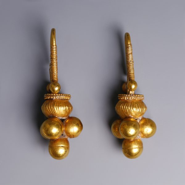 Western Asiatic Gold Cluster Earrings