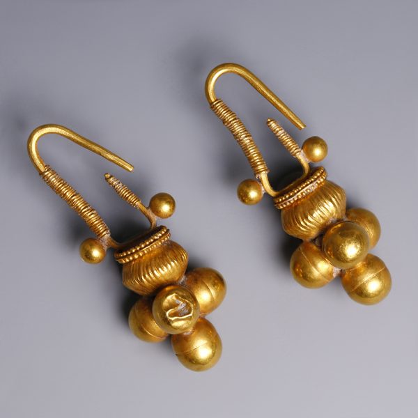 Western Asiatic Gold Cluster Earrings