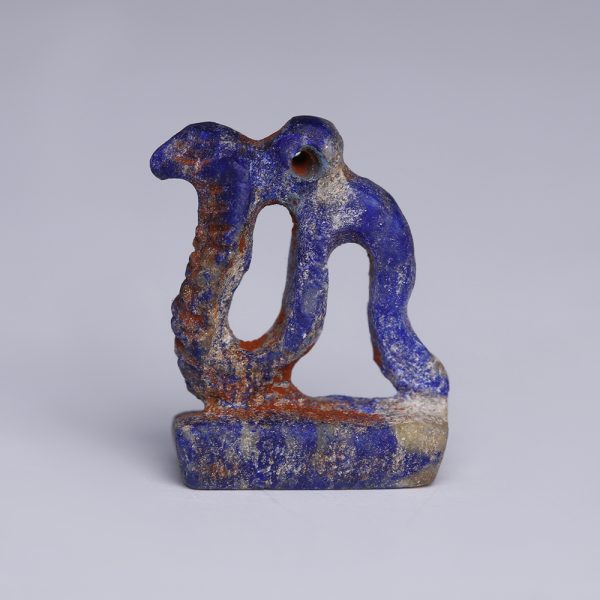 Egyptian Amulet of a Cobra in Lapis Lazuli