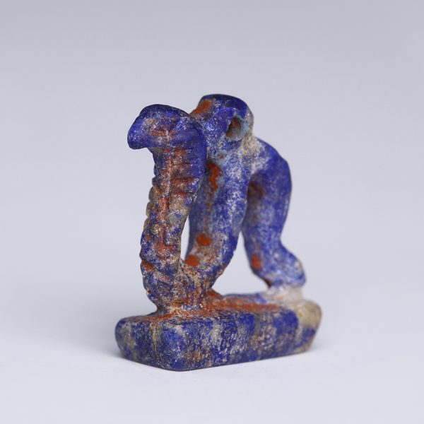 Egyptian Amulet of a Cobra in Lapis Lazuli