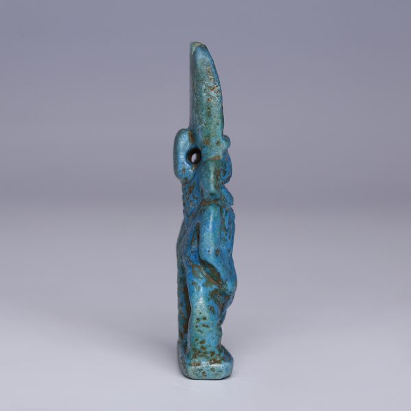 Exceptional Large Egyptian Faience Amulet of Bes