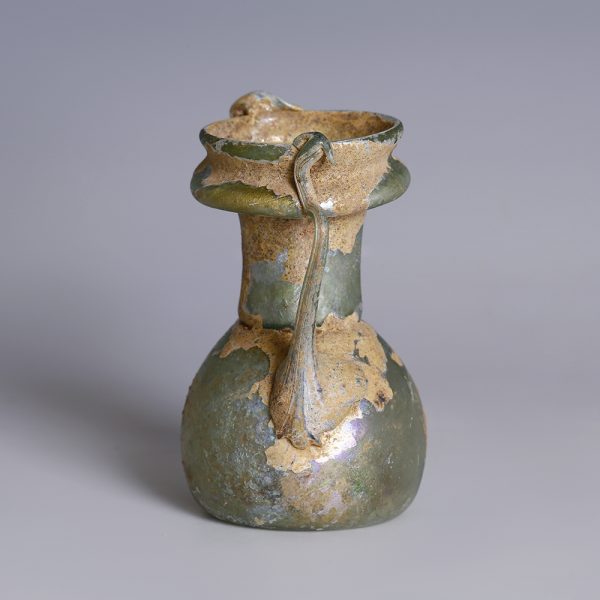 Roman Glass Flask with Applied Handles