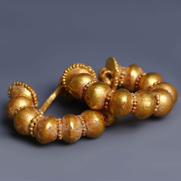 Ancient Greek Gold Hoop Earrings with Granulation