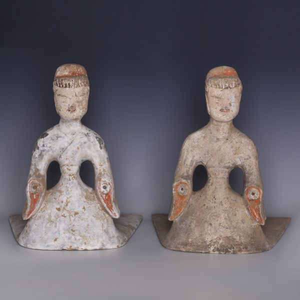 Pair of Han Dynasty Female Court Ladies
