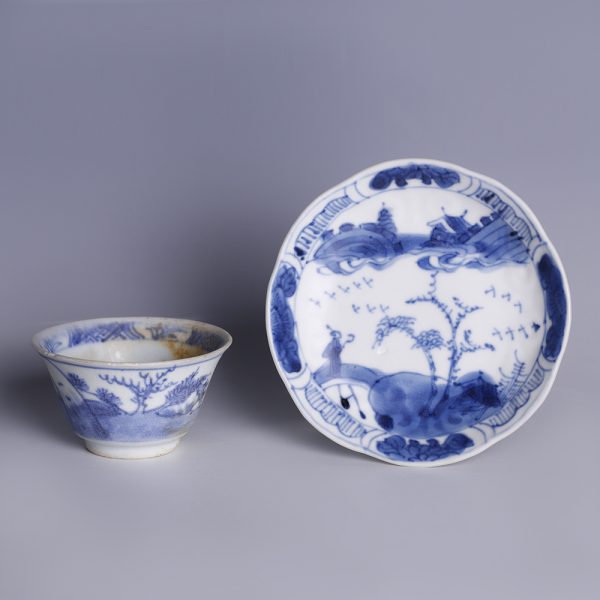 Kangxi Blue & White Saucer & Teacup Set