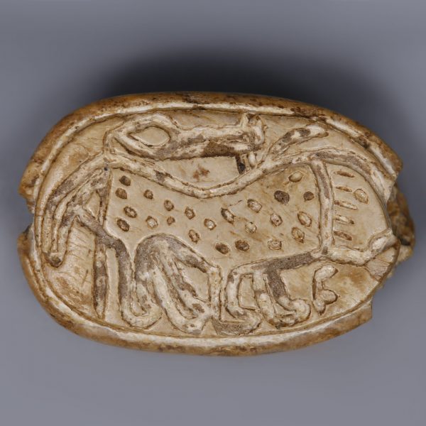 Canaanite Seatite Scarab with a Wild Animal