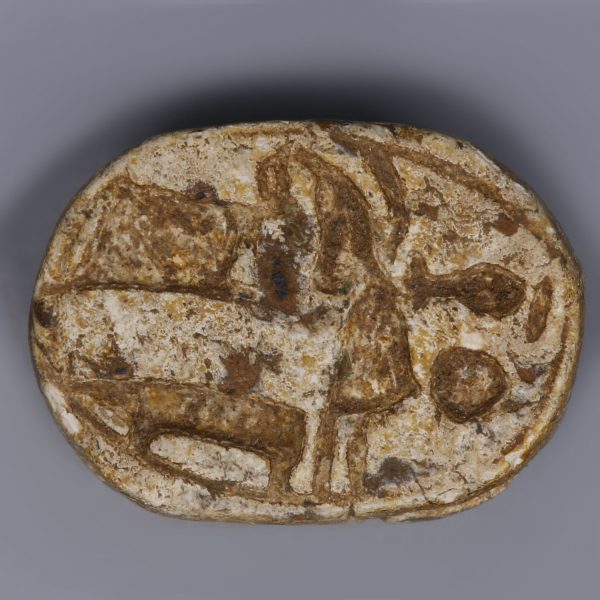 Egyptian Steatite Scarab with Hieroglyphs