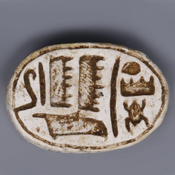 Egyptian Steatite Scarab Dedicated to Thutmose III and Amun