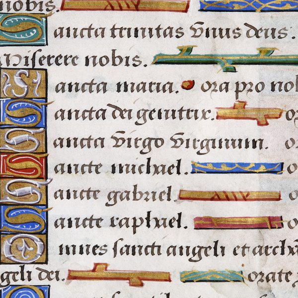 Framed Medieval Litany of the Saints Leaf