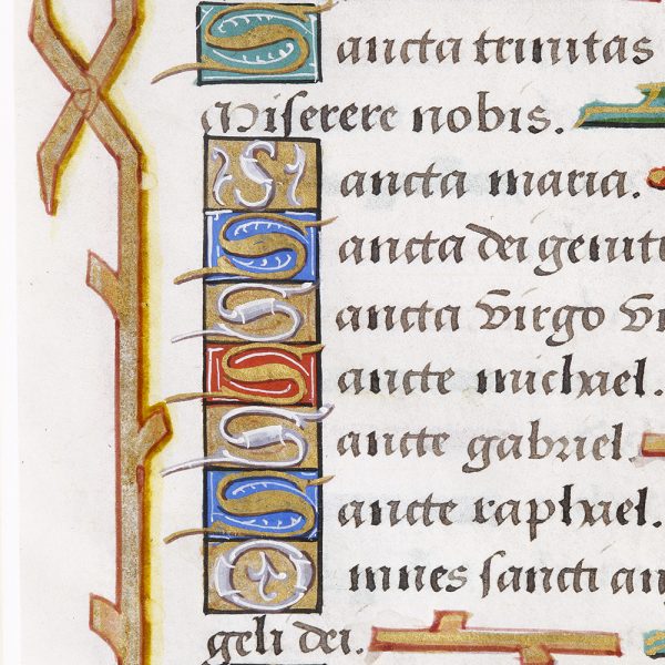 Framed Medieval Litany of the Saints Leaf