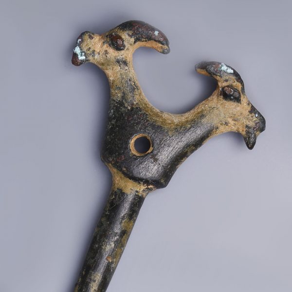 Luristan Bronze Pin with Ibexes