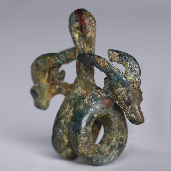 Luristan Bronze Pendant with Ibexes’ Heads