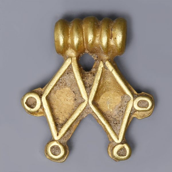 Near Eastern-Western Asiatic Gold Pendant with Rhombi Motif
