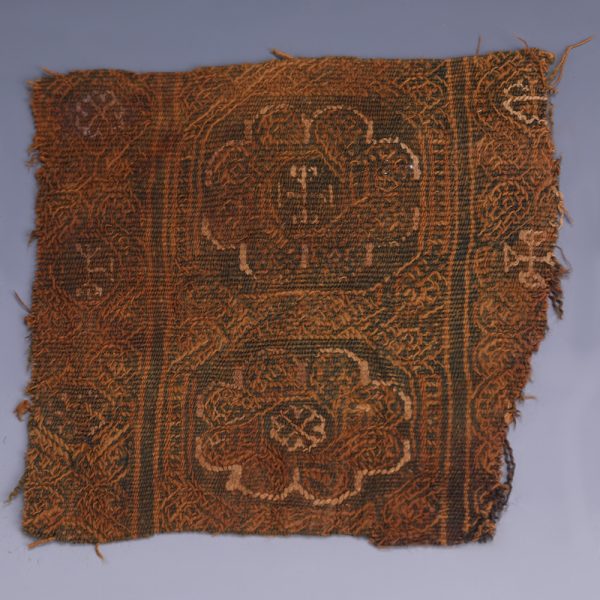 Coptic Textile Fragment with Rosettes and Crosses
