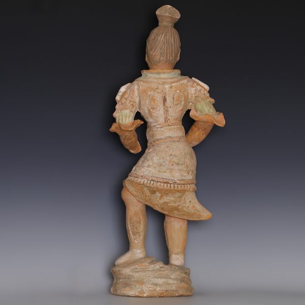 Tang Painted Terracotta Warrior Guardian Figurine