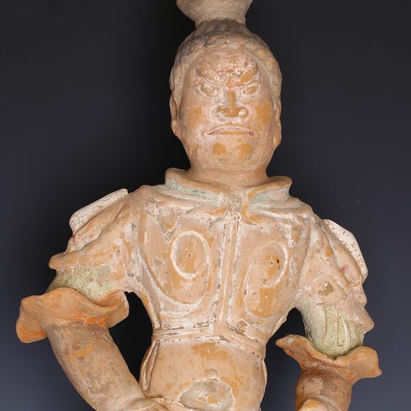 Tang Painted Terracotta Warrior Guardian Figurine