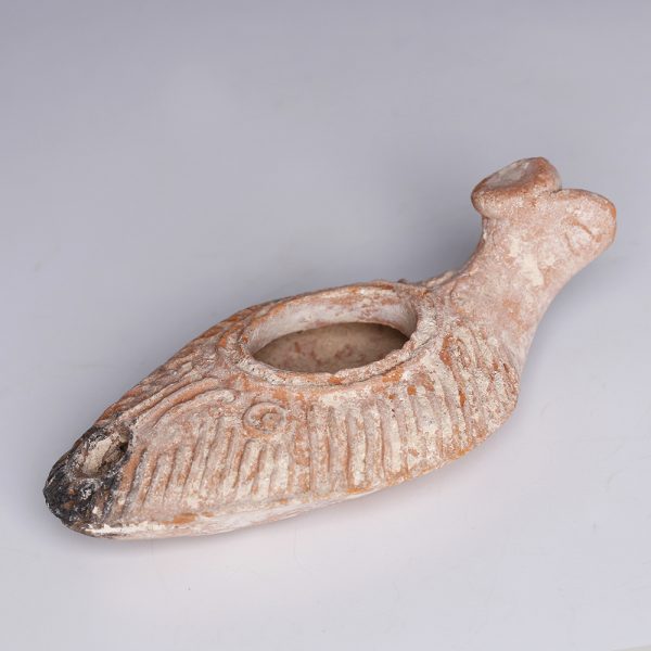 Byzantine Oil Lamp with Zoomorphic Handle