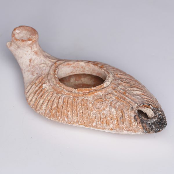 Byzantine Oil Lamp with Zoomorphic Handle