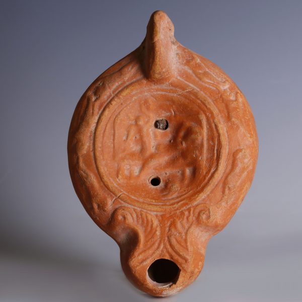 Roman Oil Lamp with Cupid and Psyche