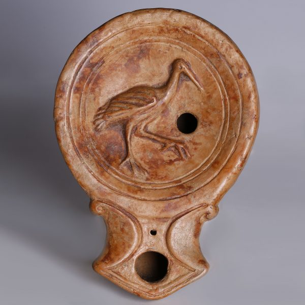 Roman Terracotta Oil Lamp with Stork