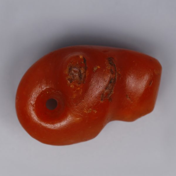 Egyptian Carnelian Lion Head Amulet