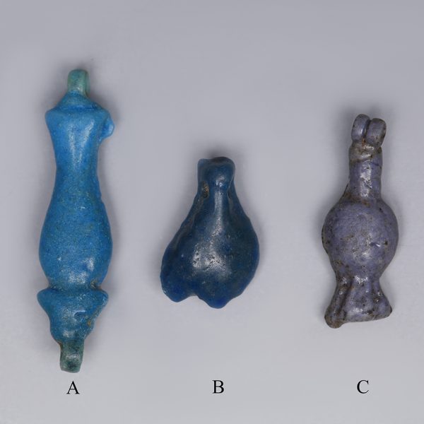 Egyptian Faience Blue Flower Amulets
