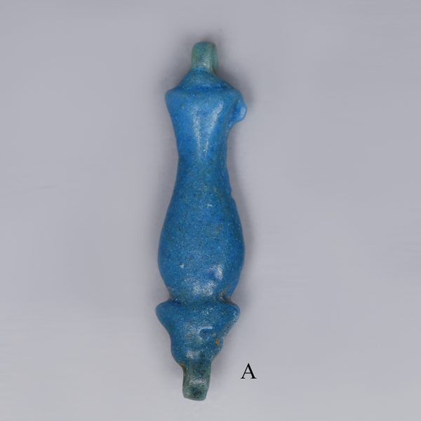 egyptian faience blue flower amulet a