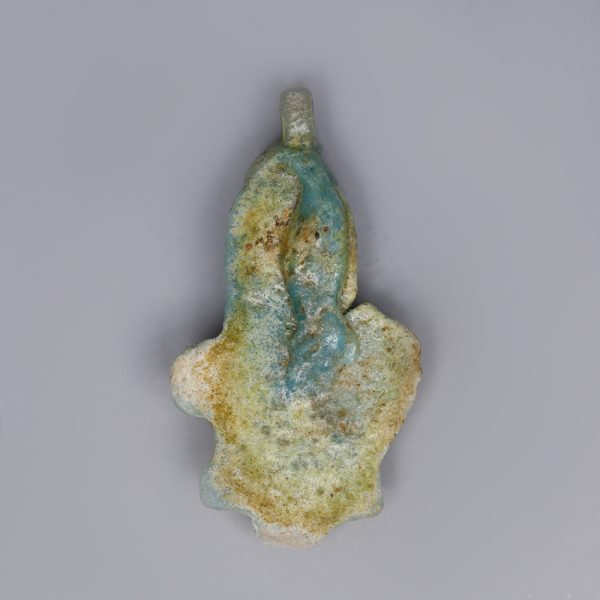 Egyptian Turquoise Faience Lotus Amulet