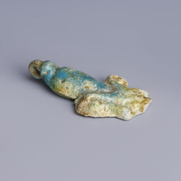 Egyptian Turquoise Faience Lotus Amulet