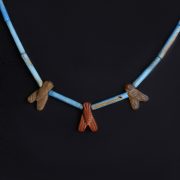 Egyptian Necklace with Blue Faience and Hard Stone Fly Amulets
