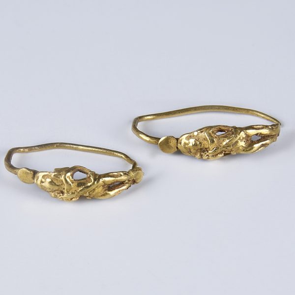 Hellenistic Gold Loop Earrings with Eros