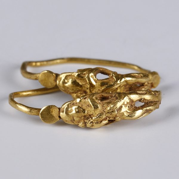 Hellenistic Gold Loop Earrings with Eros