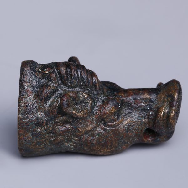 Extremely Fine Roman Bronze Boar Finial