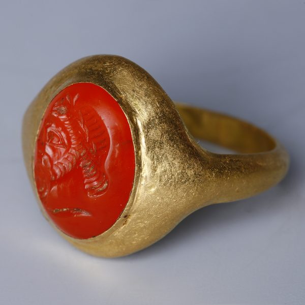 Roman Gold Ring with a Carnelian Intaglio
